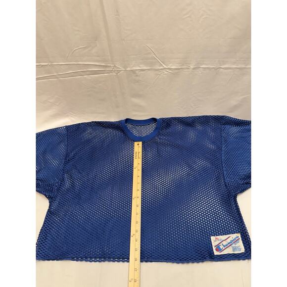 Champion Vintage Navy Blue Mesh Crop Football Jersey XL - Picture 5 of 7